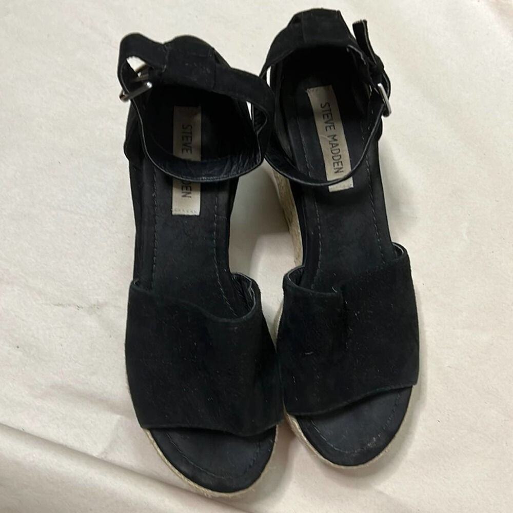 STEVE MADDEN APOLO ESPADRILLE BLACK SANDALS SIZE 8.5M